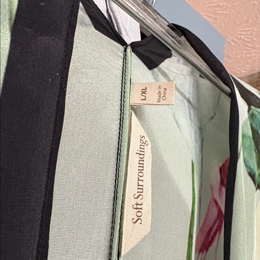 Soft surroundings Emerald Isle silk  kimono floral tropical Sz Large / XL - Picture 8 of 8